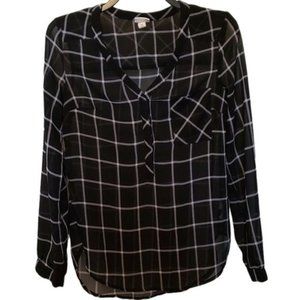 3/$15 Merona Windowpane Plaid Sheer Popover Size XS